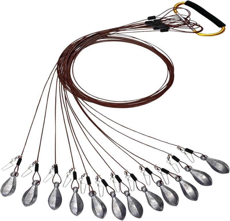 Vecacosic Texas Duck Decoy Rigs Weights Tangle Free Duck Hunting Decoy Rigs with A Large Gold Padded Carabiner, Waterfowl Decoy Rigs Anchors for Duck Hunting 12pack - Image 1
